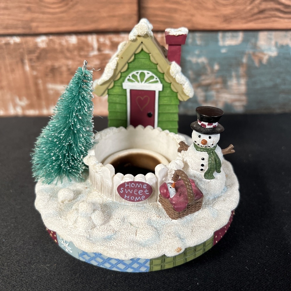 Our America  "Candle Capper" Top Snowman Baby in basket tree  "Home Sweet‎ Home"